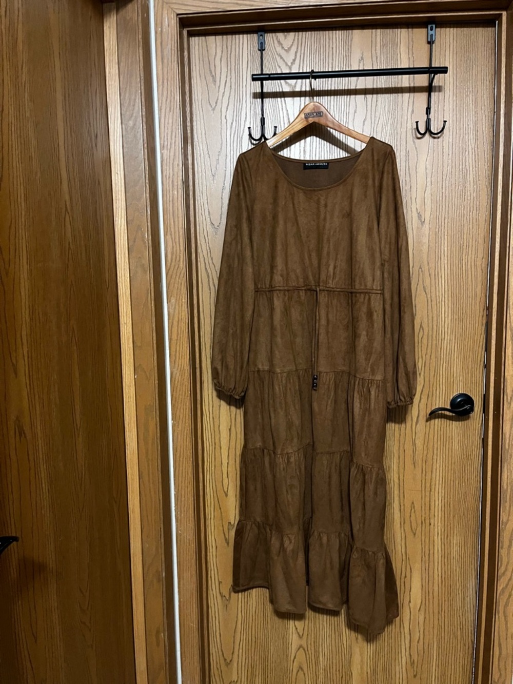 NWOT Wear Abouts Sz M Caramel Brown Tiered Suede-Like Midi/Maxi Dress